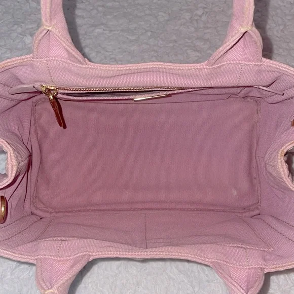 Prada Canapa RARE Light Pink Small Canvas Tote Shoulder Crossbody Bag w/ Strap